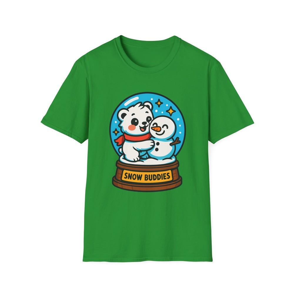 Unisex Softstyle T-Shirt Snowglobe Bear Snowman Cute Winter Christmas