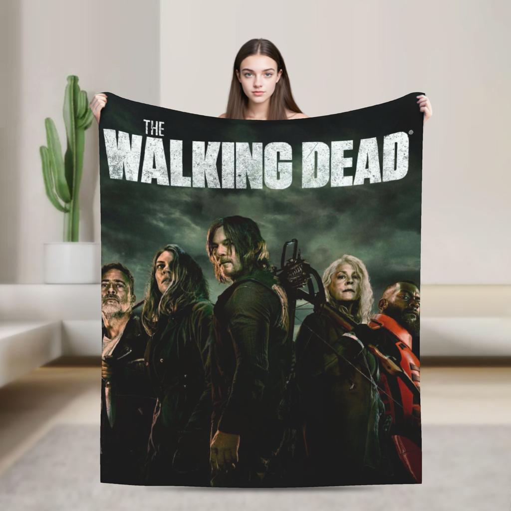 The Walking Dead Knitted Blankets Flannel Horror Movie Violence Soft Throw Blankets for Car Sofa Couch Bedroom Quilt