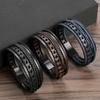 Classic Fashion Men Stainless Steel Leather Bracelet Magnet Buckle Rivet Leather Bracelet for Men Jewelry