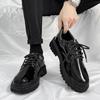 Lace Up Black Men's Leather Shoes Office On Sale Designer Classic Original New In 2025 Trend Social Pu Male Casual Shoe
