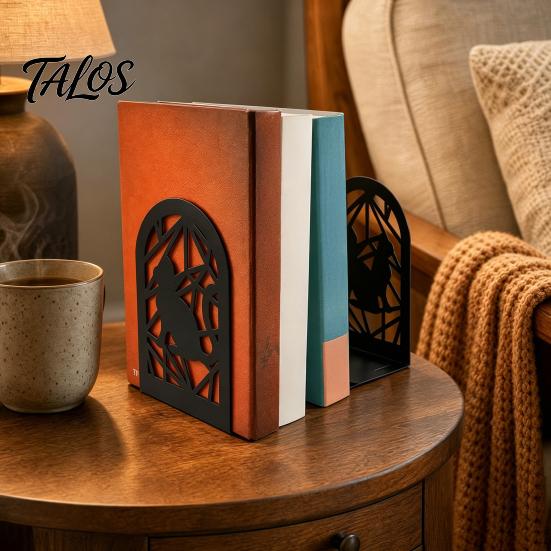 Полый Металлический Закладка для Книг 1 Пара Книжные Заставки в Виде Кошек, Декоративные Тяжелые Ограничители для Книг, Противоскользящие для Полки, Нескользящие Черные Стопоры для Домашнего Офисного Стола