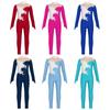 Kids Girls Sparkly Sequined Applique Rhinestone Unitard Long Sleeve Jumpsuit for Figure Skating Acrobatics Gymnastics