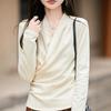 Women's Fashionable Slimming V-Neck Casual Base Shirt - Autumn/Winter 2025 Collection