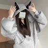 Унисекс Худи на молнии с деталями в виде собачьих ушей, акцентом из заклепок, свободного кроя, укороченный пуловер, Осень