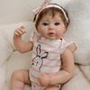 19inch Silicone Reborn Baby Doll With Striped Headband And Rabbit Print Clothing Decorationfor Collectors And Gift Givers