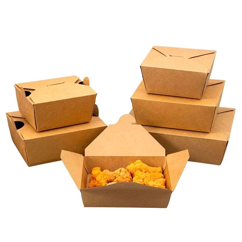 Disposable Rectangular Kraft Paper Takeout Box for Fried Chicken and French Fries