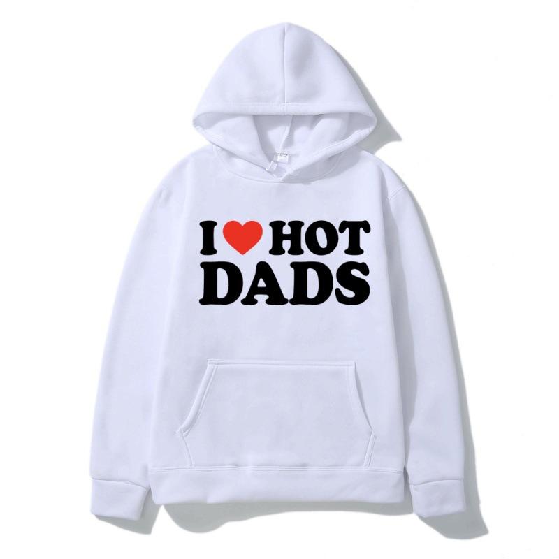 Толстовка с капюшоном I Love Hot Dads с красными сердечками и надписью