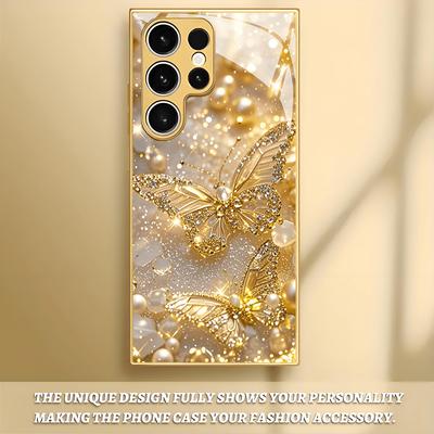Гальванизированный золотой новый чехол для телефона для Samsung Galaxy S26 Ultra S25 Plus S24 S23 S22 fe закаленное стекло Художественные текстурные узоры