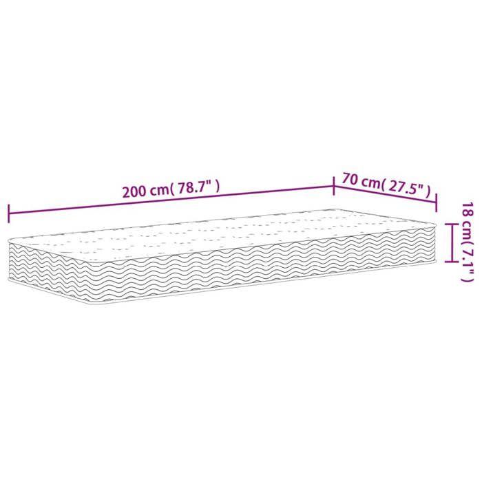 VidaXL Matelas à ressorts bonnell moyen 70x200 cm 372982