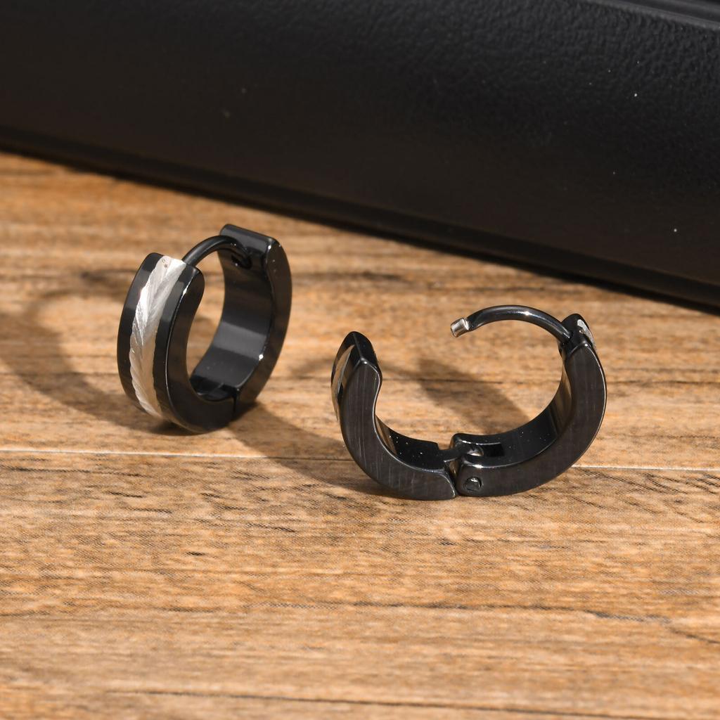 Stainless Steel Jewelry Hoop Earrings For Men Tone Huggies Earrings Gifts Dad Boyfriend Birthday Valentine's Day Gift