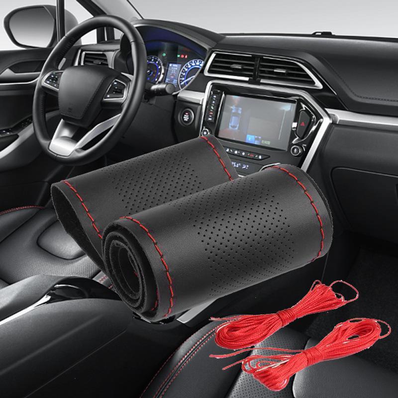 Чехол на руль из натуральной кожи, ручной работы, нескользящий, верхний слой из коровьей кожи, впитывающий пот, универсальный для всех сезонов.