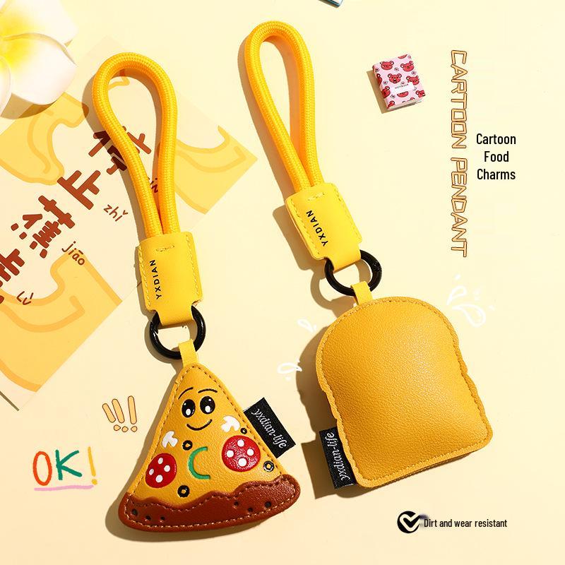 Кожаный брелок для бургера для гурманов - Мультяшный стиль, подвеска для студенческой сумки и уникальный маленький подарок