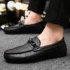 Мужская обувь Love Doudou, мужская повседневная кожаная обувь, черная, деловая, модная, с одной педалью, рабочая, трендовая обувь для вождения