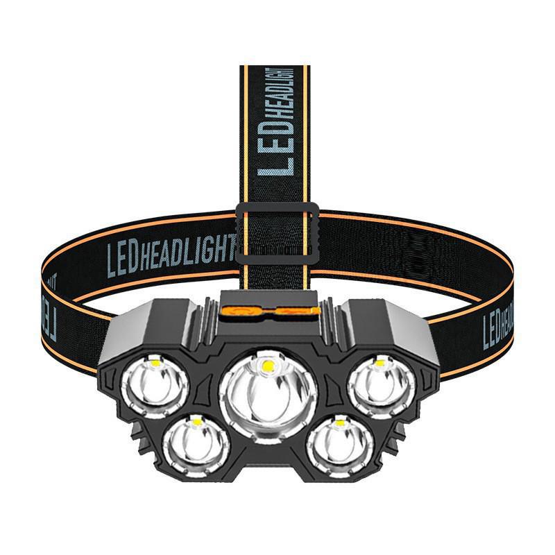 Светодиодный налобный фонарь Cross-Border: Конструкция с пятью фарами, сверхдолгий срок службы, идеально подходит для отдыха на природе, рыбалки и горнодобывающей промышленности.