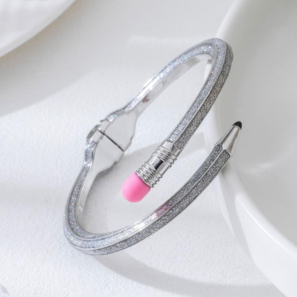 Shiny Glitter Pencil Bangle Trendy Fashion Cuff Bracelet Cute Cross Enamel Bracelet  Daily