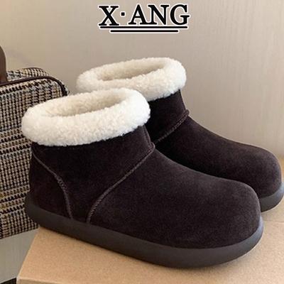 Интегрированные зимние ботинки из натурального меха, женские флисовые утепленные теплые хлопковые ботинки «маленькая картошка», мягкая подошва, нескользящие короткие ботинки