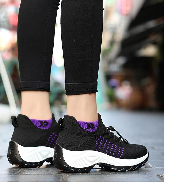 Женские удобные туфли-лодочки Flyknit, повседневная обувь на шнуровке, большой размер, нескользящая спортивная обувь 35-45