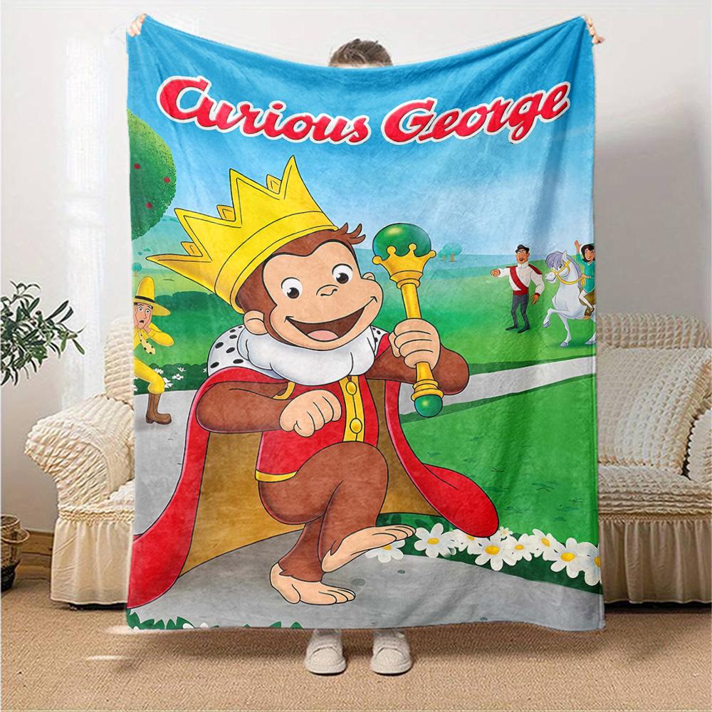 1pc Curious George (7) Blanket, Gift, for Men and Women, Soft Blanket, Good for Sofa Bed Couch Travel, Lightweight Flannel Blanket