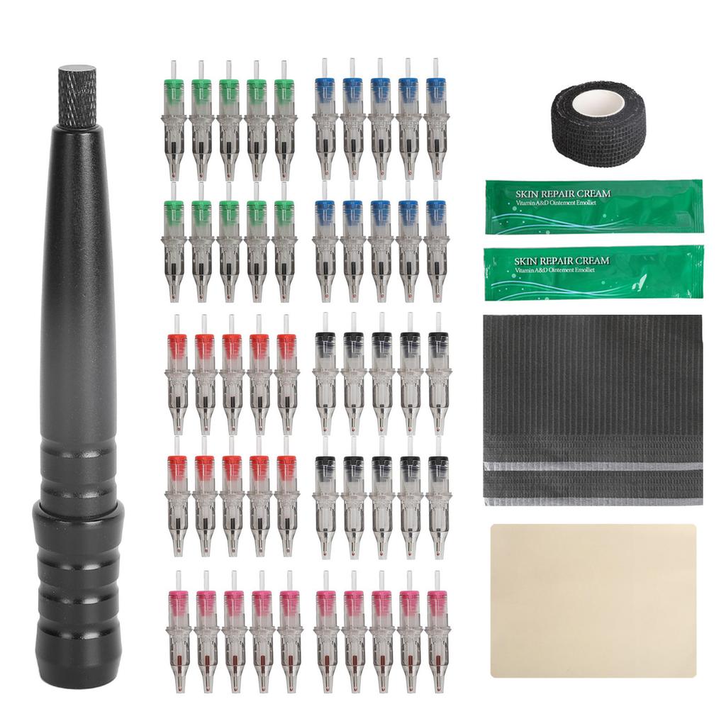 Набор ручек для татуировок, алюминиевый сплав, ручка для татуировок и 50 шариковых картриджей с тренировочной кожей
