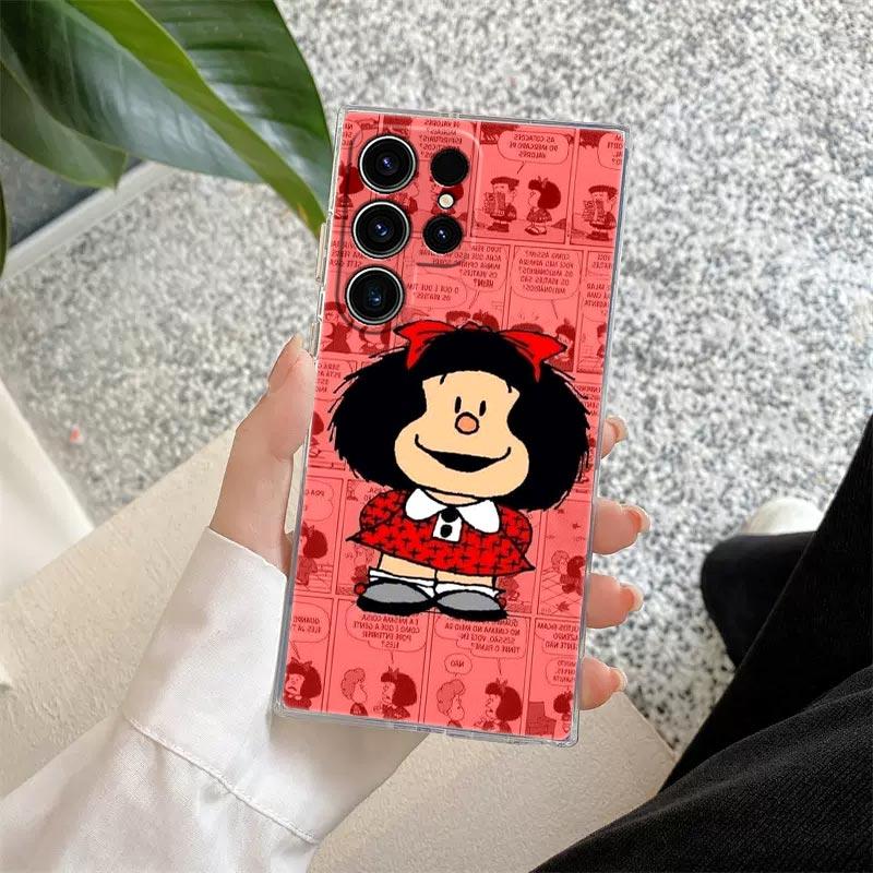 Mafalda Cartoon Girl Transparent Case For Samsung Galaxy S26 S25 Ultra S24 S22 S26 Plus S20 S23 S21 S25 FE 5G Clear Back Cover