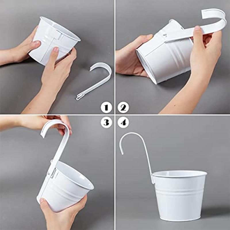 Подвесной кашпо, перила, балконный кашпо для комнатных уличных растений, металлическое ведро для трав, для оконного настенного забора со съемными крючками