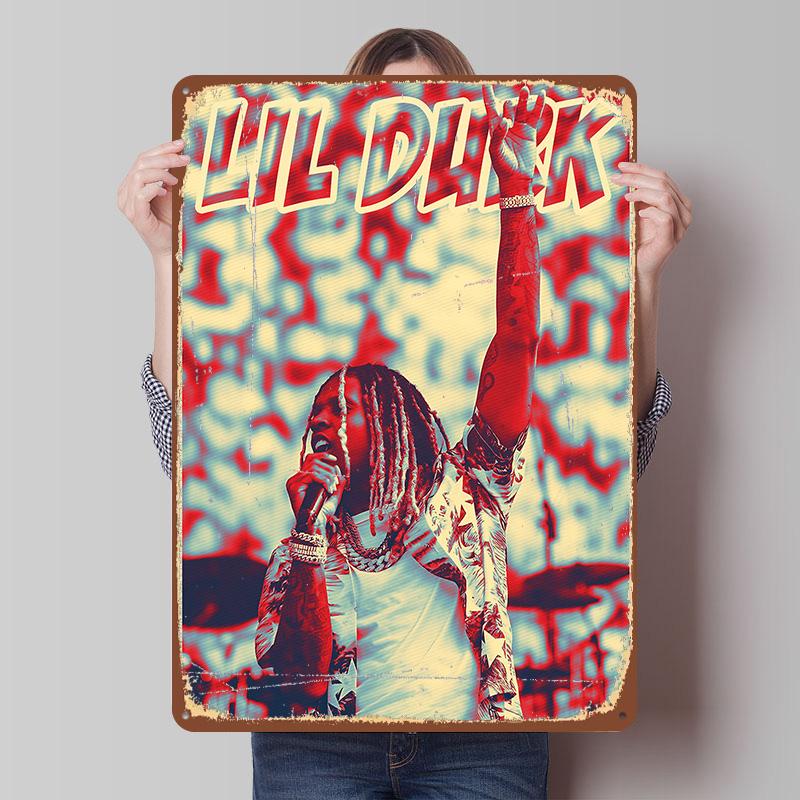 Lil Durk Music Printed Poster Customized Retro Wall Art Vintage Metal Tin Signs for Home Coffee Bar Accessories Room Decor Men