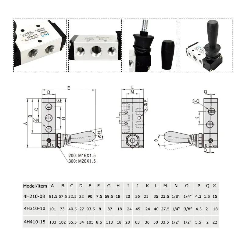 5/2 Way Pneumatic Air Hand Lever Operated Valve Manual Control 2 Position 3 5Port Push-Pull 3H210-08 4H210-08 4H410-15