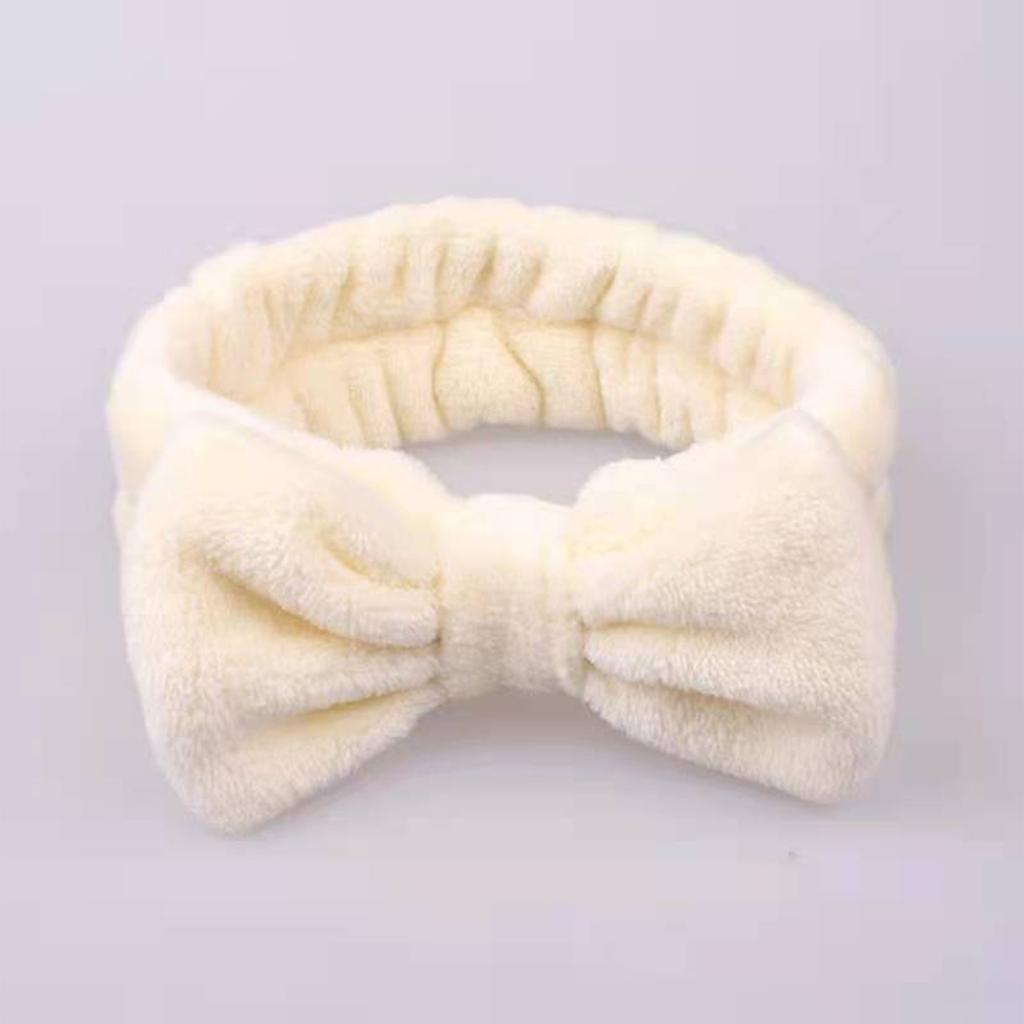 Bowknot Headband Solid Color Ladies Wide Face Wash Headband Plush Headband