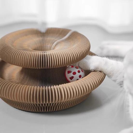 Когтеточка-гармошка для кошек, трансформируемая игрушка для кошек с мячиком с колокольчиком, когтеточка, интерактивная развивающая игрушка для дома