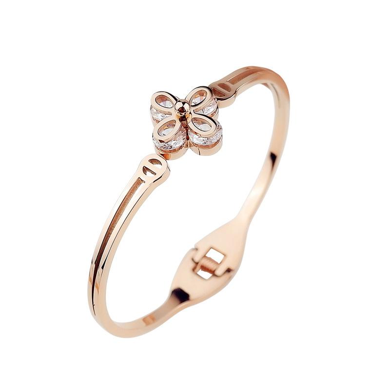 316L Stainless Steel Zircon Flowers Personality Bracelet Korean Version Simple Ladies Bracelet Jewelry Accessories Gift