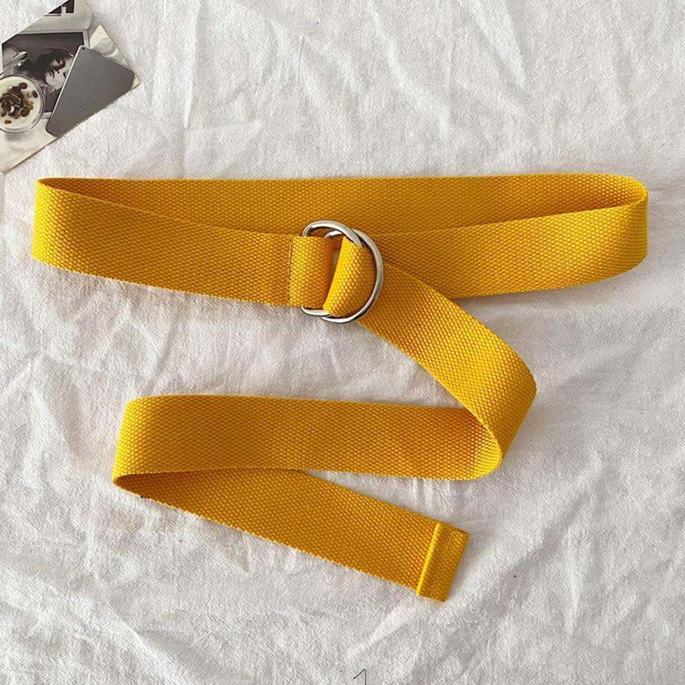 Повседневный холщовый ремень однотонный студенческий ремень повседневная пряжка с двумя кольцами для джинсов