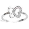 Silver Ring 'Butterfly' Silvery White (rhodium) - 12x10 Mm