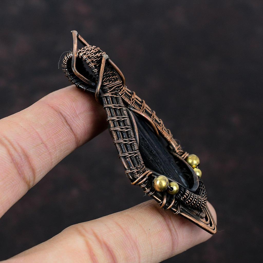 Черный турмалин грубый кулон медная проволока обернутый кулон драгоценный камень кулон ручной работы медная проволока ювелирные изделия свадебный подарок уникальный кулон