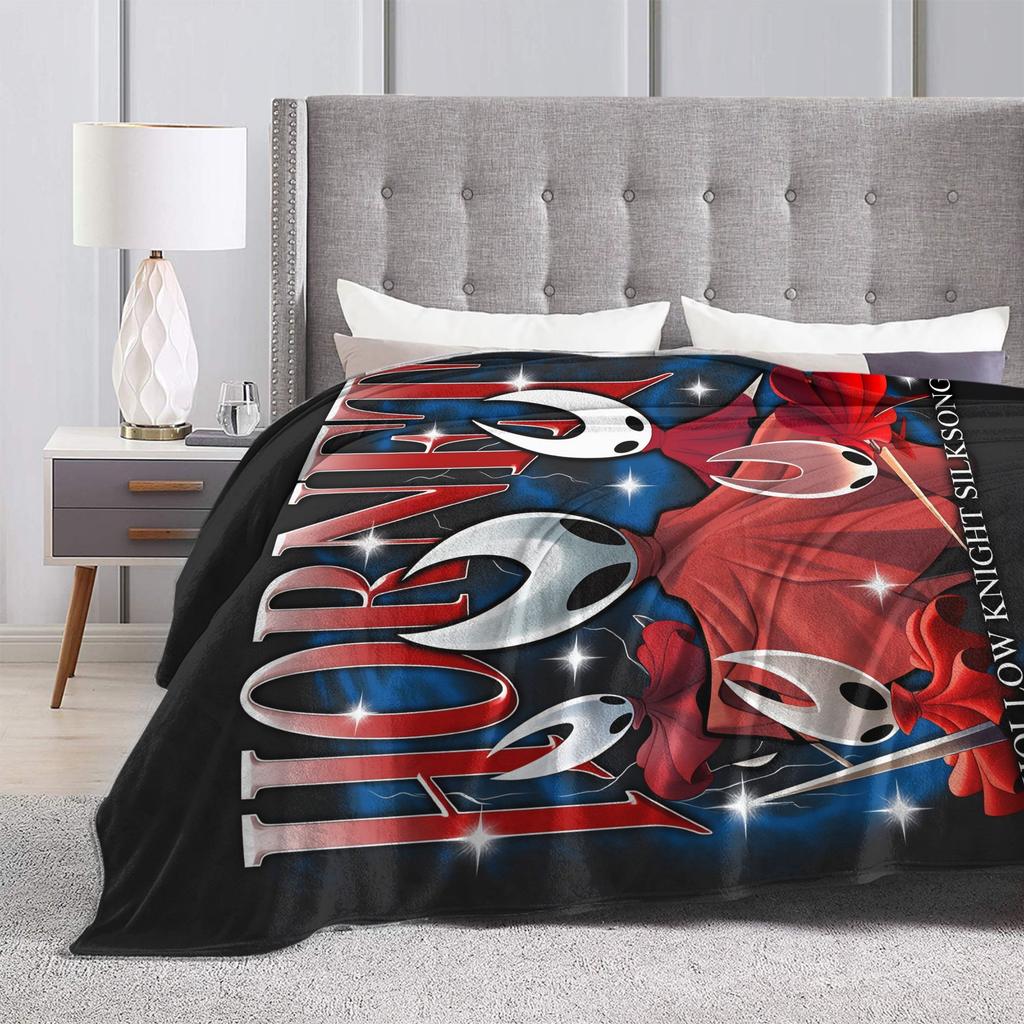 Super Warm Blanket Airplane Travel Hollow Knight Silksong Throw Blanket Flannel Bedspread For Couch Chair Pattern Sofa Bed Cover