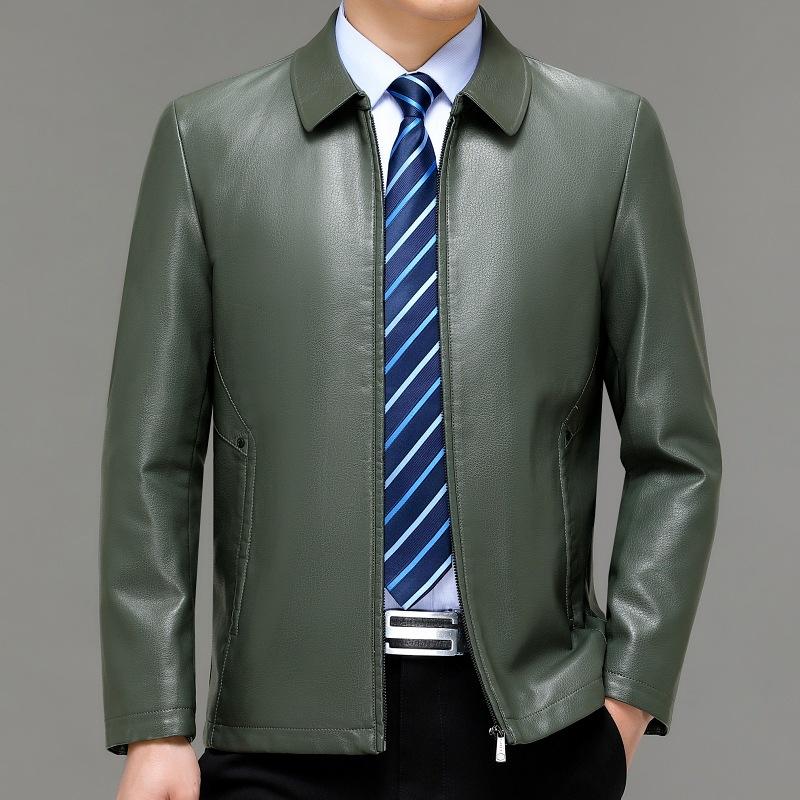 Куртка из натуральной кожи, мужская куртка из овчины с лацканами, повседневная куртка из овчины для людей среднего возраста, большого размера, осенне-зимняя флисовая куртка