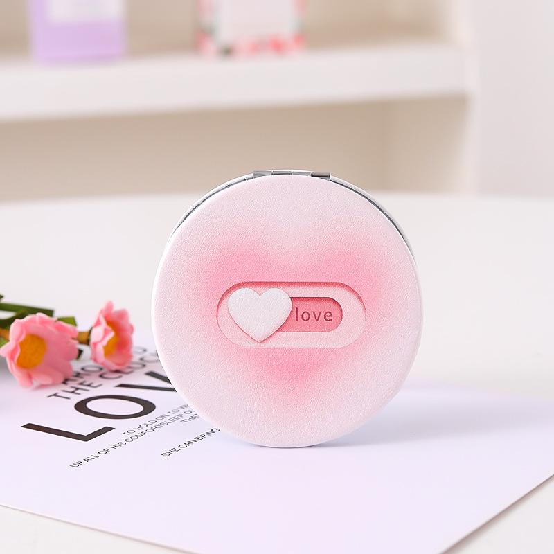 Chic Heart-Shaped Portable Folding Handheld Double-Sided Mirror