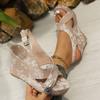 Plus-size Shoes, Fish-mouth Wedge Heel Sandals, New Fashionable One-shoulder Buckle High Heels for Women