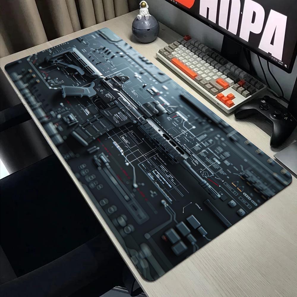 Сборка деталей оружия Большой коврик для мыши XXL Коврик для стола Нескользящая резиновая основа Игровая клавиатура и мышь Прошитые края для дома и игры