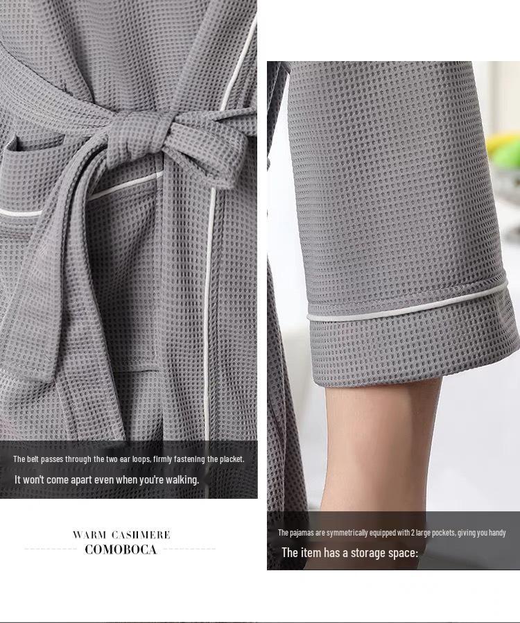 Spring & Summer Waffle Bathrobe - Men's & Women's Plus Size Couple Pajamas Yukata