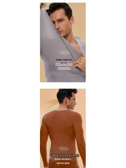 Мужской осенне-зимний набор для красоты кожи: Теплое нижнее белье с гиалуроновой кислотой, ультратонкое, невидимое, антистатическое базовое белье, одежда, питающая кожу.