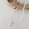 Women's Daily Silver and Pearl Heart Necklace