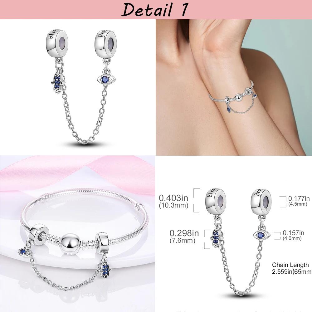 Safety Chain copper Plated Bead Charms Classic Safety Chain Stopper Clip Charm Compatible With Authentic Bracelets Jewellery Making