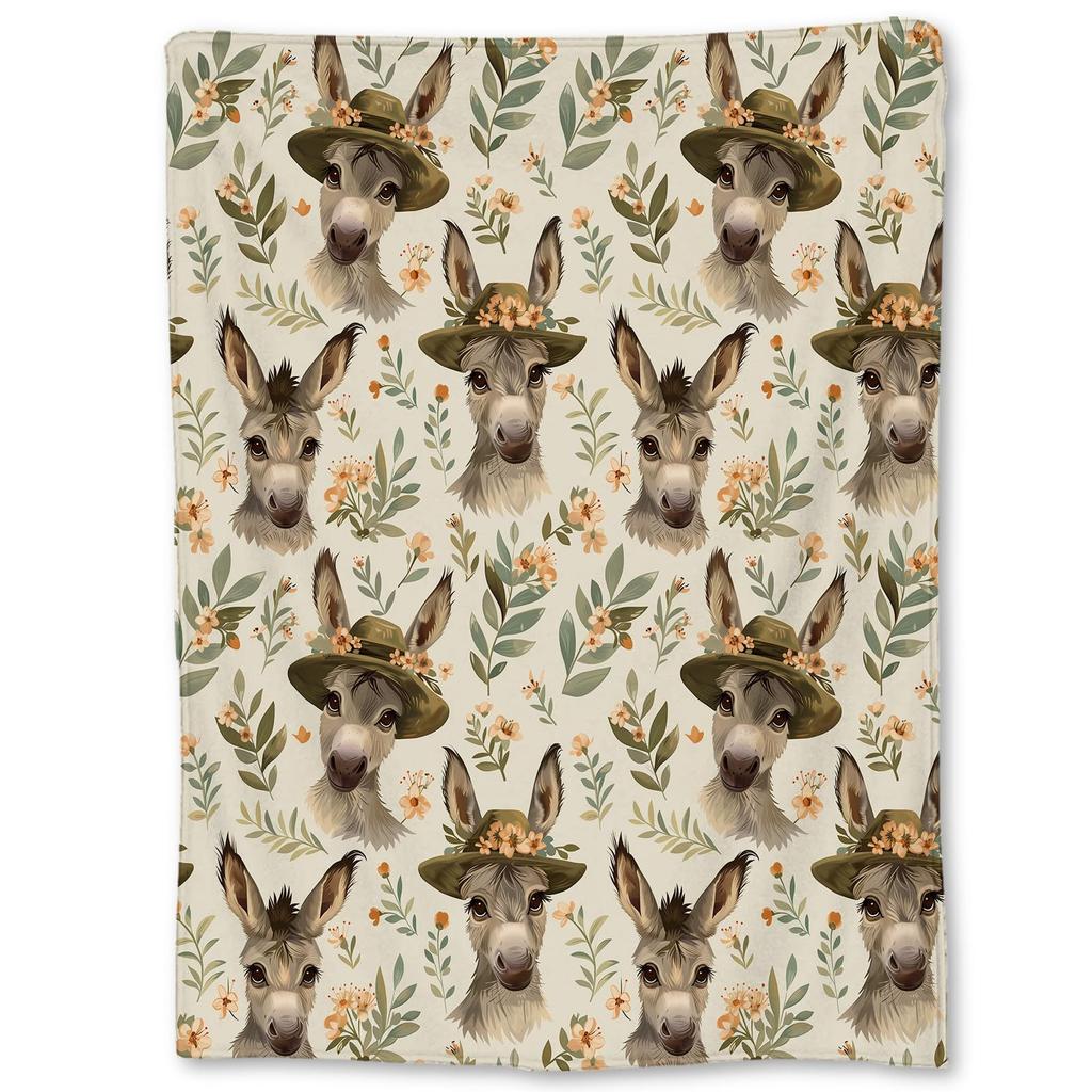 Fun Donkey Blanket Cute Animal Donkey Print Blanket Suitable For Children Adult Soft Comfortable Plush Flannel Blanket