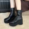 Platform Women Ankle Boots High Heels Leather Shoes Woman 2025 Trend Fashion Elegant Chelsea Boots Winter Goth New Mujer Botas