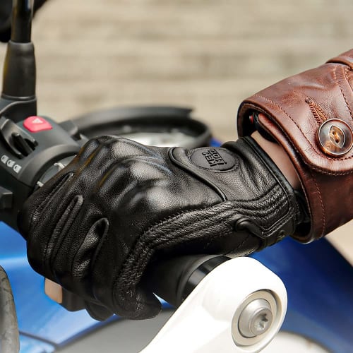 KEMIMOTO Motorcycle Gloves, Sheep Leather, Motorcycle Gloves, Water Repellent, Motorcycle Gloves, Compatible with Smartphones, Leather Gloves, Men's,