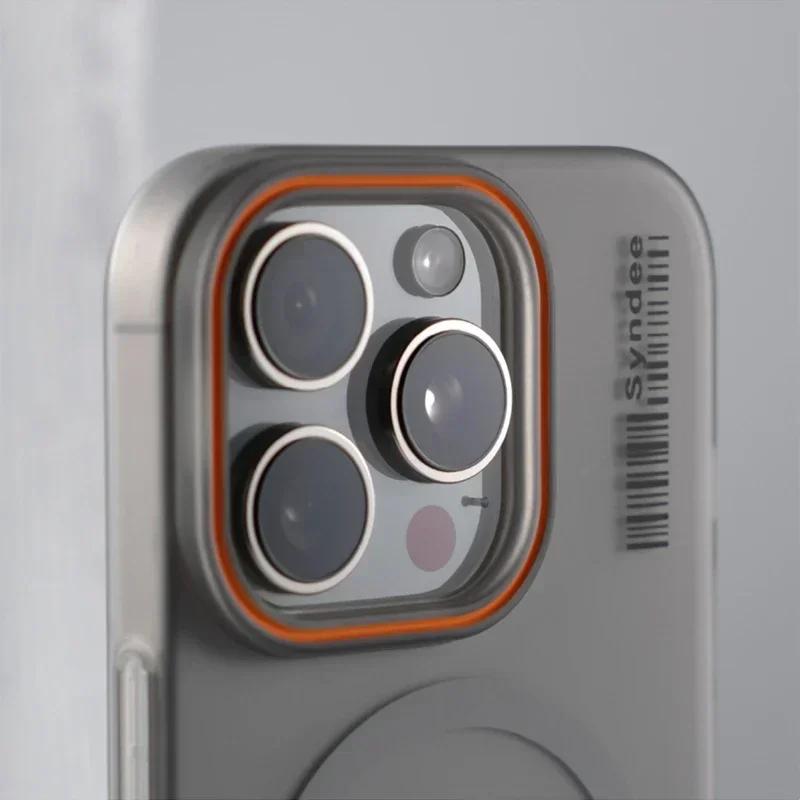 Ультратонкий Матовый Штрих-код Беспроводная Зарядка Для Чехла MagSafe для iPhone 17 16 14 15 13 12 Pro Max Полупрозрачная Жесткая PC Крышка
