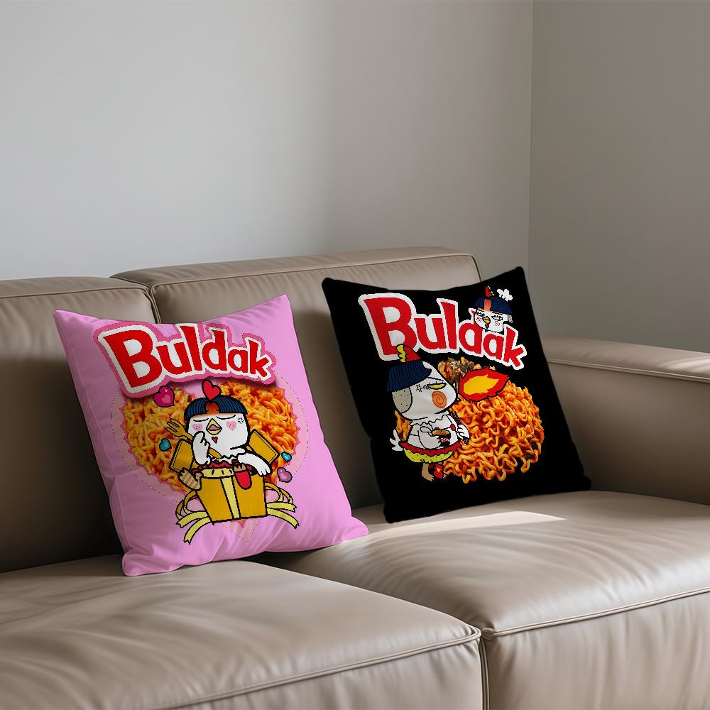 Чехол на подушку B-Buldak Ramen Квадратный чехол на диванную подушку Повседневный, приятный для кожи, удобный чехол на подушку