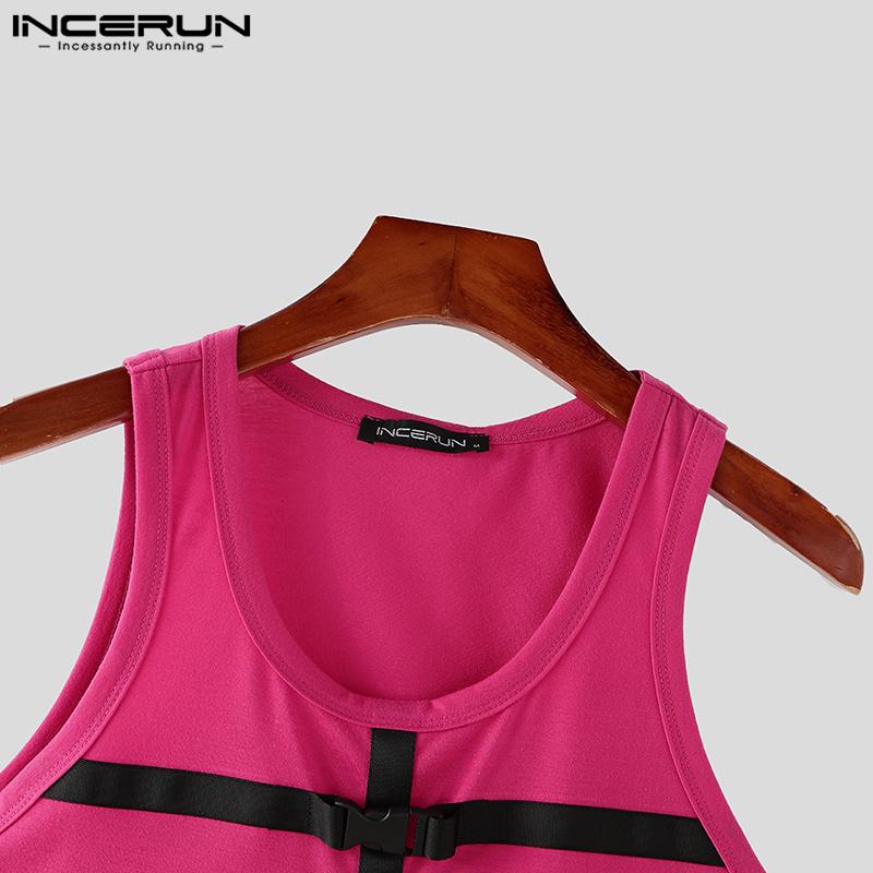 INCERUN Летние мужские футболки без рукавов с бретельками, майки-борцовки