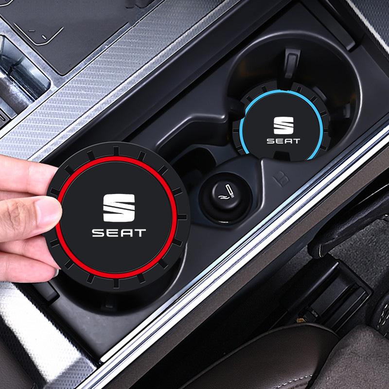 2pcs Car Coaster Water Cup Bottle Anti-slip Pads Accessories For Seat Ibiza FR Ateca Altea Leon Alhambra Exeo Arona Toledo Cupra