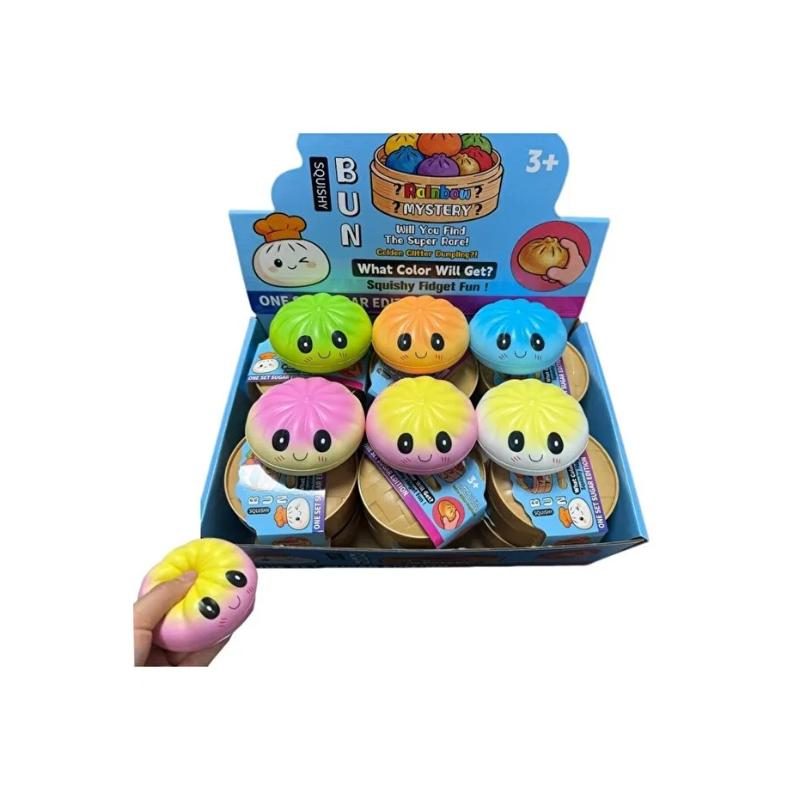 Galusti 6-Pack Rainbow Bun Squishy, Limited Edition, Scented Antistress Mystery Dumpling, Age 6+